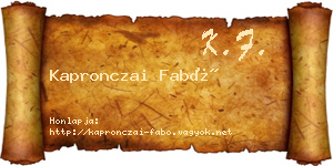 Kapronczai Fabó névjegykártya